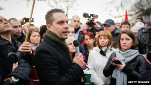 Gabor Vona spoke in Hyde Park after a planned event was cancelled