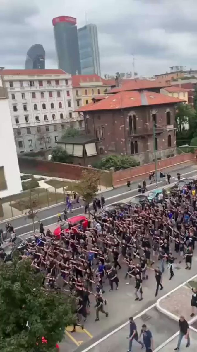 Nazi salutes on the streets of Milan, Italy
