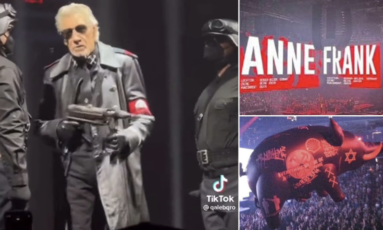 Roger Waters dresses up as SS officer during a concert in Berlin