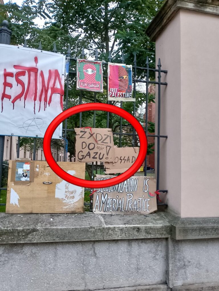 Severely antisemitic pro-Palestinian poster at Polish university under investigation